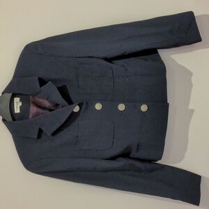 Yanagi Wool Blend Blue Crop Jacket Blazer Size 36